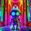 Placeholder: joyfull blessed cute holy chat robot in psychedelic neon hall, 8k, down-light, soft light, depth of field, photo realism, trending on art station, high detail