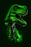 Placeholder: illustration unique t-rex on black background, organic,toon shading, 5 colors, solid vibrant green colors, flat 2 d design, front face