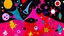 Placeholder: A magenta outer space with swirling stars painted by Joan Miro