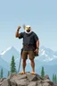 Placeholder: hi poly Mountain Eagle man T-pose just the character and simple background