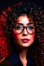 Placeholder: A pretty girl with beautiful makeup, contouring, highlighting and glasses with curly hair