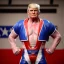 Placeholder: Realistic photo, Wrestler Donald trump, wrestling, sweat, blood, red breeches, suspenders, retro style, 80s, hot ambient, photo studio, vibrant color, gradient, highly detailed, art stations, concept art, smooth, unreal engine 5, god rays, ray tracing, RTX, lumen lighting, ultra detail, volumetric lighting, 3d, finely drawn, high definition, high resolution.