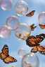 Placeholder: Butterflies in bubble blown up to the sky