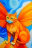 Placeholder: orange cat with stripes in heaven with wings and a cubism