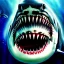 Placeholder: Epic fullsize oil Drawing of Photorealistic dramatic hyperrealistic,ultra realistic,with scars old Great White Shark, underwater, daylight ,by WLOP, Artgerm 8k