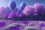 Placeholder: monde en fleurs bleu pink,blue lake, concept art, crépuscule , trees bleu pink violet oranger, vibrant Color, réaliste, crocus