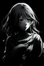 Placeholder: emotionless, numb, heartbroken, black and white, anime girl with black background