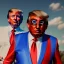 Placeholder: realistic image of donald trump as a mexican wrestling fighter posing outdoors, Mexican eyes wrestling mask, red and blue breeches, suspenders, retro style, 80s, vibrant color, highly detailed, sky background, concept art, unreal engine 5, god rays, ray tracing, RTX, lumen lighting, ultra detail, volumetric lighting, 3d, finely drawn, high definition, high resolution.