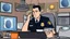 Placeholder: male cop dispatcher deals with evil virus hatching from the phone