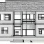 Placeholder: modern house section, in a city, architectural section drawing