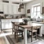 Placeholder: A farmhouse chic kitchen with white cabinets, wood accents, and a farmhouse table.