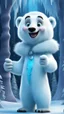 Placeholder: Liza from frozen as a polar bear clown angel showing thumbs up in frozen artic jungle with weird alien towers, in the style of Pixar, expertly crafted in a whimsical and vibrant cartoon style. is masterfully rendered in a lifelike 3D design, which captivates viewers with there irresistible charm.