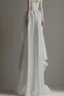 Placeholder: White wedding dress with a very long waist that expresses the lovers of the sea Photorealistic