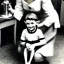 Placeholder: Old 1950s photo of elf with a child