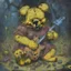 Placeholder: a death metal album cover with winnie the pooh