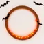 Placeholder: Round wooden frame in Halloween colors on a light background