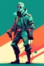 Placeholder: cyberpunk retro futuristic rebel man as a poster in 50s in full length