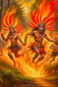 Placeholder: czar messengers running from a fire spirit