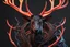 Placeholder: Shadow symbiote in 8k realistic anime e drawing style, human model, close picture, Deer them, neon crystal antlers deer, intricate details, highly detailed, high details, detailed portrait, masterpiece,ultra detailed, ultra quality