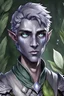 Placeholder: male, teen, dnd changeling, grey skin, white iris, realistic, nature, blank eyes