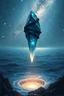 Placeholder: Kristal kecil yang seperti jatuh yang dililit oleh cahaya hitam dan jatuh ke dalam lautan dengan portal dibawahnya. Dengan langit yang penuh lautan bintang Manhwa dengan tema fantasi