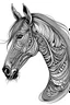 Placeholder: realistic horse head tattoo idea, line art, background, vector, svg, black outline on white background, leave plenty of white space beetween lines for coloring, tattoo style, tattoo idea,full body, minimalist