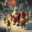 Placeholder: there is no kebabs at christmas, evil Santa, evil naked gnomes running around, staring flaming eyes, evil naked Rudolf, very big evil melting angry Frosty the snowman in background, 1940 christmas postcard, Flying angels, fireworks, Tim burton style