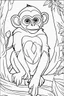 Placeholder: coloring page for kids, monkey, thick outline, low details, no shading, no color