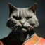 Placeholder: Character design, anthropomorphic cat dressed as a Shaolin, dark, evil, furious, epic, intricate details, finely detailed armor, silver, golden