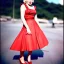 Placeholder: Fifties pretty young blonde woman high heels kodachrome photo