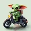 Placeholder: isometric voxel minecraft gremlin on scooter bike