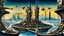 Placeholder: a stunningly weird image of a futuristic metropolis using Salvador Dali's paranoiac-critical method, where buildings and structures appear to melt into the skyline cityscape is filled with floating mad, twisted sharp metal shapes that interact with the buildings and each other, forming a surreal tableau of a dreamlike reality. neu-steampunk vibe, essence of the scene in a cinematic manner, with dramatic shadows that enhance the distorted perspectives and bizarre