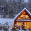 Placeholder: December cozy house inside a snowglobe