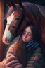 Placeholder: cozy vibes art girl with horse