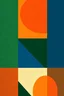 Placeholder: a green and blue and orange geometric shapes design in the style of bauhaus