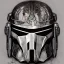 Placeholder: photorealistic the mandalorian helmet, illustration by <agnes cecile> <Yoji Shinkawa>, ornate and intricate details , soft smooth lighting, concept art, black satin background,camouflage paint