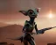 Placeholder: Wider Alien creature from mars holding a rifle, boots