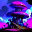 Placeholder: A fantabulous black, magenta and blue (((mushroom tower house))) erected atop a (geologic pillar), surrounded by the uncanny imaginative ((( swirling skies))), offset by the stark hues of a (neon-tinged nebulous space scape), within. captured by the hand a skilled master painter with a focus on (softly blurred compositions and voluminous lighting).