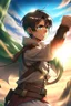 Placeholder: شاب انمي مع قوة attack on Titan