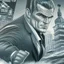 Placeholder: Sincity comic, siberian comunist james bond soviet running. Closeup.