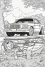 Placeholder: coloring page for kids, CAR, thick outline, low details, no shading, no color