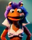 Placeholder: Portrait, hybrid character, waitress woman with monster muppet mask that covers her entire head, retro style, Sesame Street style, smooth, unreal engine 5, god lights, ray tracing, RTX, lumen lighting, ultra detail, volumetric lighting, 3d.