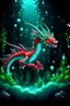 Placeholder: A dragon pixel with a touch of red brilliance and delicate crystal formations, gliding gracefully through the mysterious underwater realm.