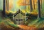 Placeholder: a painting of a gate in the middle of a forest, by Otakar Kubín, fantasy art, soft autumn tranquility, sylvain sarrailh and igor morski, thomas kinkade style painting, on forest path in Gouache Style, Watercolor, Museum Epic Impressionist Maximalist Masterpiece, Thick Brush Strokes, Impasto Gouache, thick layers of gouache watercolors textured on Canvas, 8k Resolution, Matte Painting