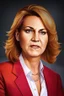 Placeholder: POwerful looking Female politician with a fiery background portrait