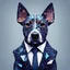Placeholder: make one realistic business dog that is made of shapes and has a suit on looks a little like crystals lowest 2048 x 1152 pixels and highest 6 MB
