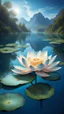 Placeholder: stunning mystic lotus flower on azure lake, high realistic, stunning