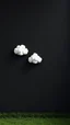 Placeholder: Mur noir complet, petit nuage de coton blanc 3D, miroir