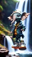 Placeholder: magazine cover, twisted rock star alien gremlin elephant rapperwith silver boots as a pimp on rocket rushing down heavens waterfall,bokeh like f/0.8, tilt-shift lens 8k, high detail, smooth render, down-light, unreal engine, prize winning