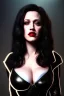 Placeholder: painting of kat dennings as evil queen in black leather pants, , leather, angry, stern look, volumetric lighting, particales,highly detailed,cinematic, deep colours,8, highly detailed, digital painting, artstation, concept art, smooth, sharp focus,